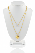 Gold Heart & Diamond Pendant Necklace Set-D 12